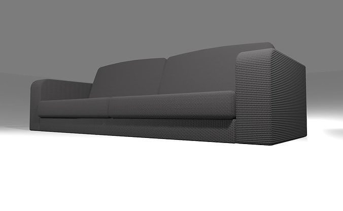 Sofa - Couch Low-poly 3D model 2