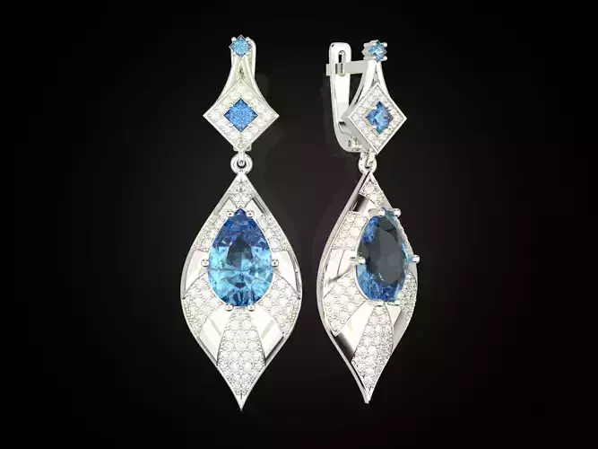 Earrings stone pear and princess