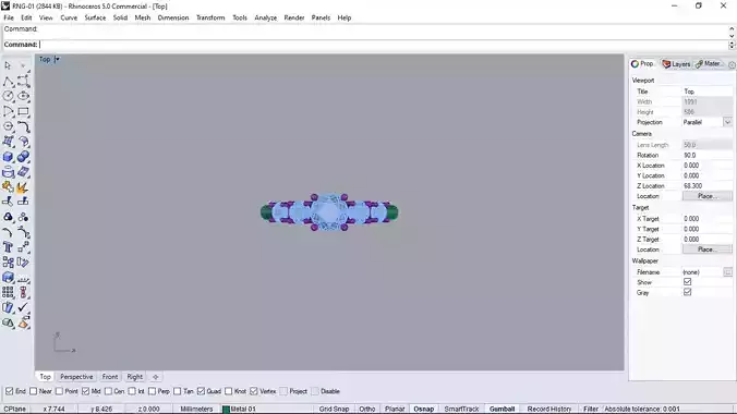 5 Stone Ring 3D print model