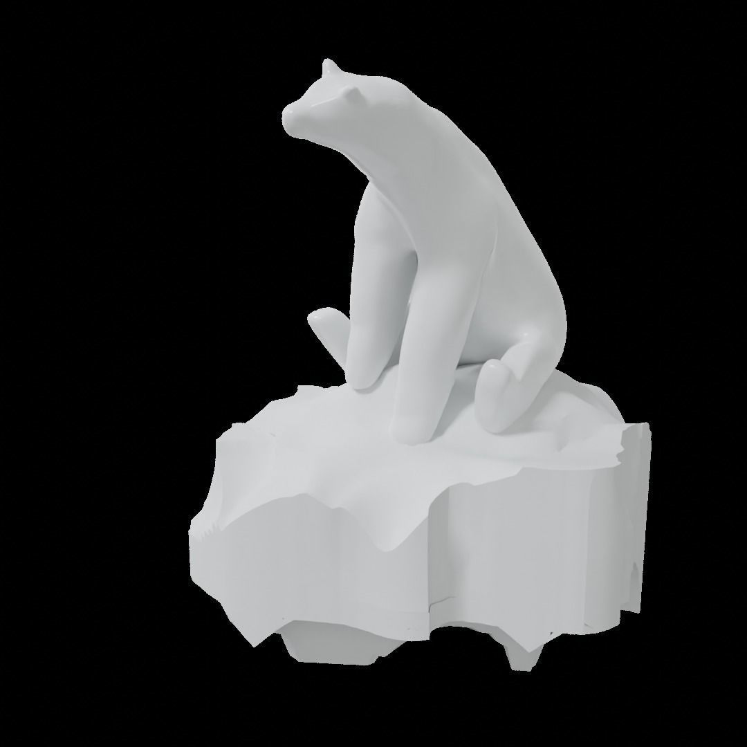 Sad white bear on a melting iceberg 3D print model_2