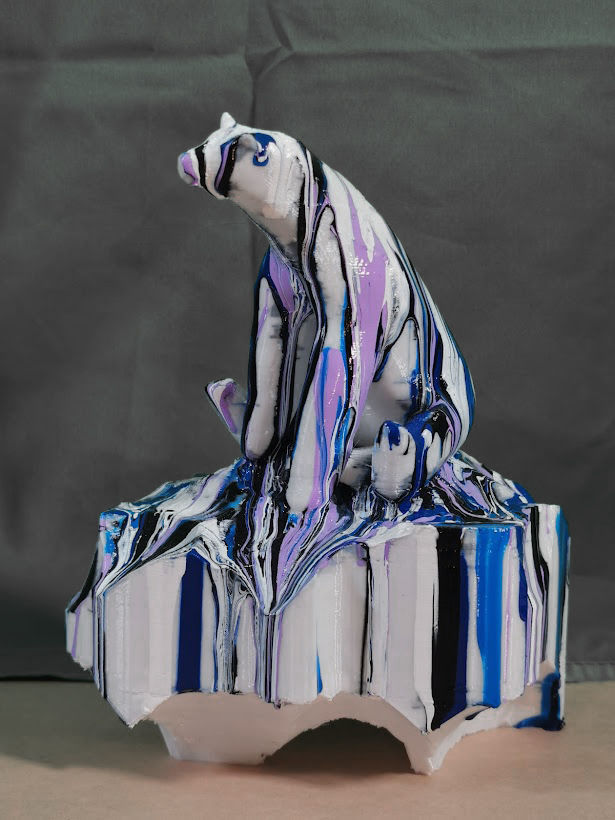 Sad white bear on a melting iceberg 3D print model_4