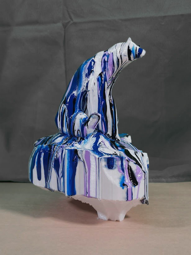 Sad white bear on a melting iceberg 3D print model_6