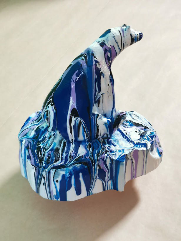 Sad white bear on a melting iceberg 3D print model_5
