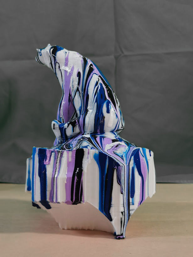 Sad white bear on a melting iceberg 3D print model_7