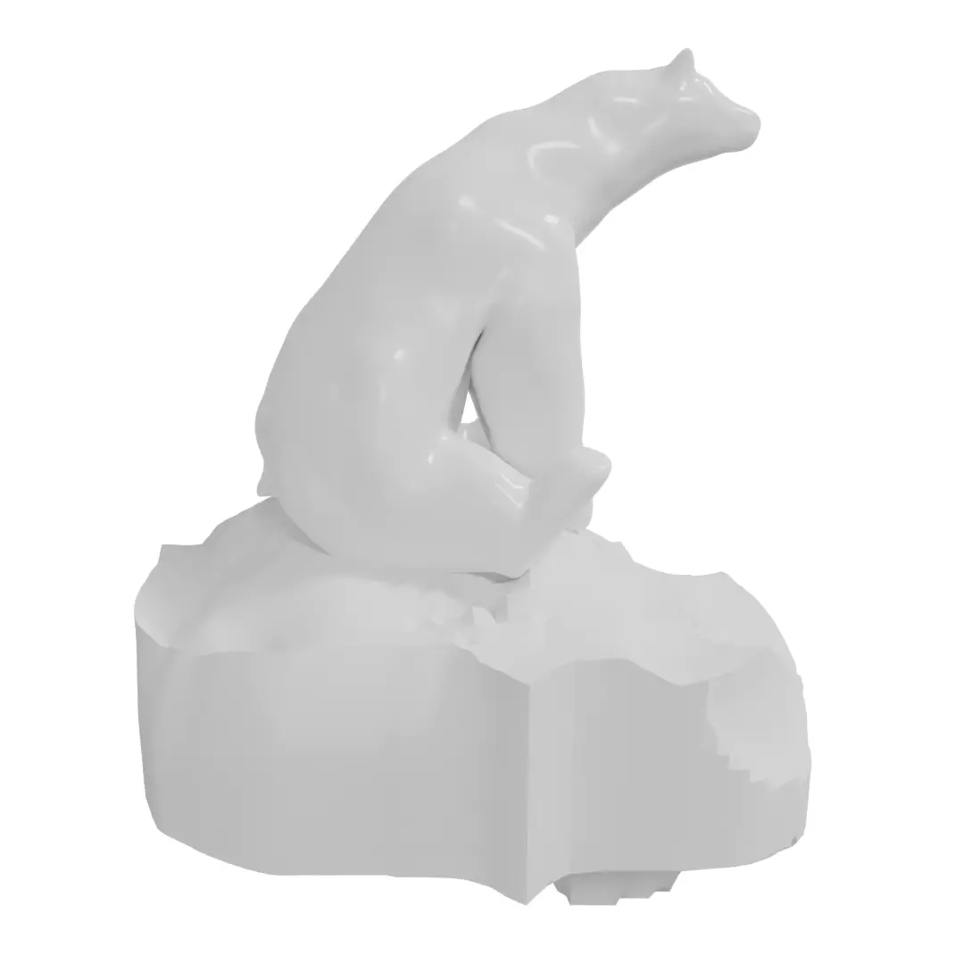 Sad white bear on a melting iceberg 3D print model_0