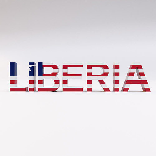 Liberia country Name text 3d model  Low-poly 3D model