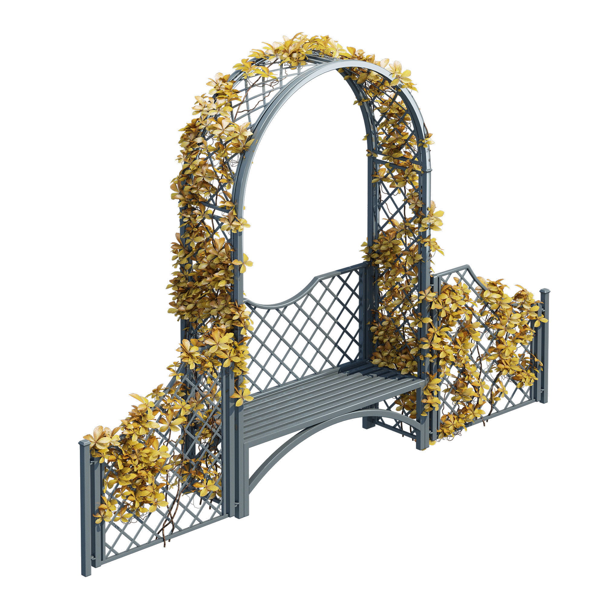 Portofino wooden bench with ivy 3D model_8