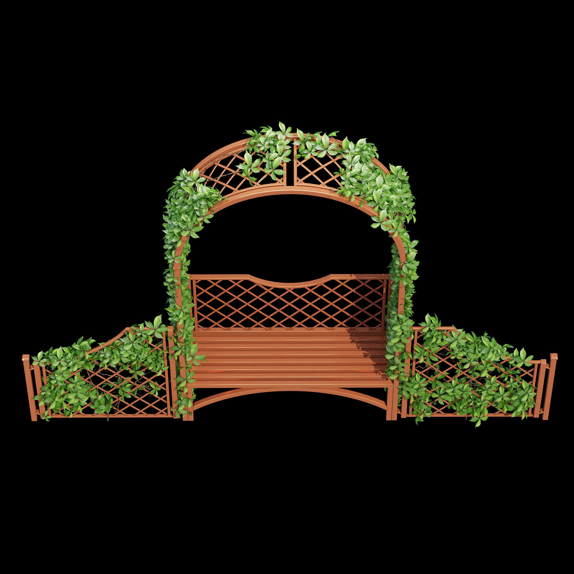 Portofino wooden bench with ivy 3D model_12