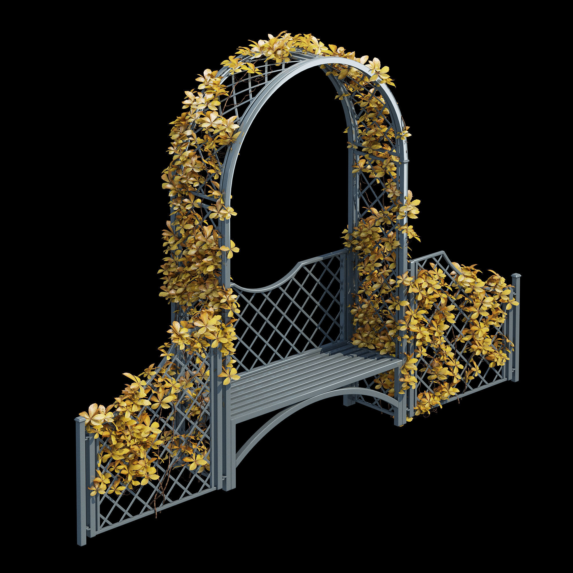 Portofino wooden bench with ivy 3D model_17