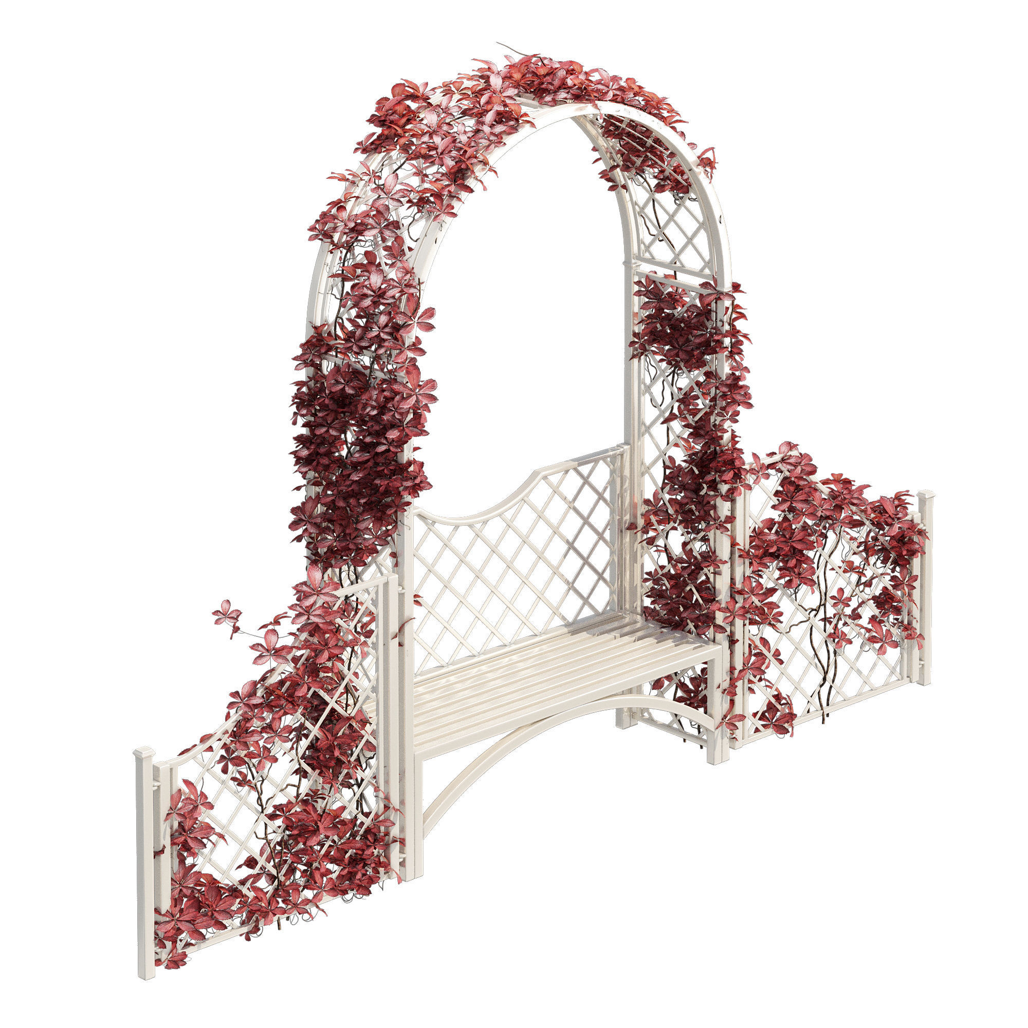 Portofino wooden bench with ivy 3D model_9