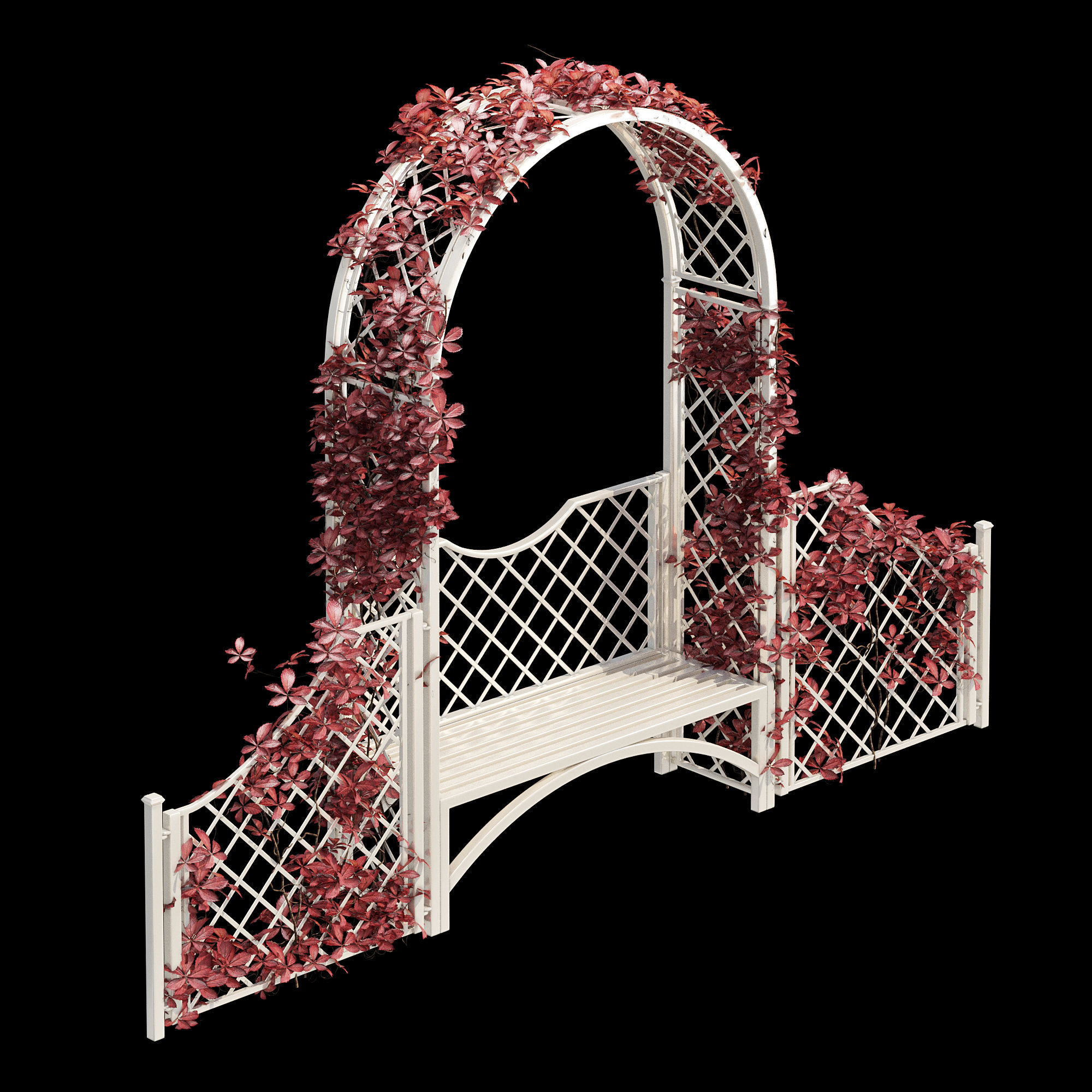 Portofino wooden bench with ivy 3D model_18