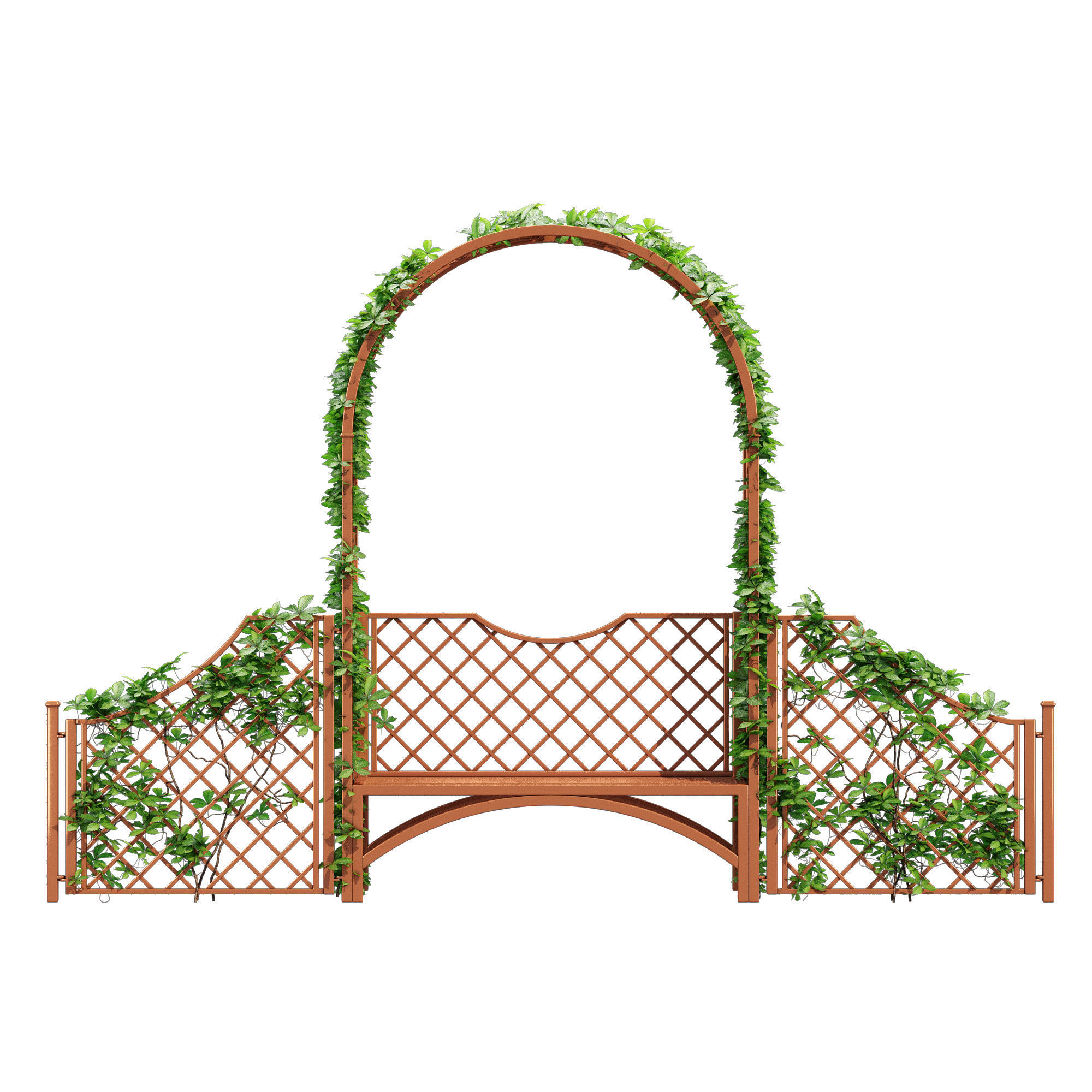 Portofino wooden bench with ivy 3D model_1