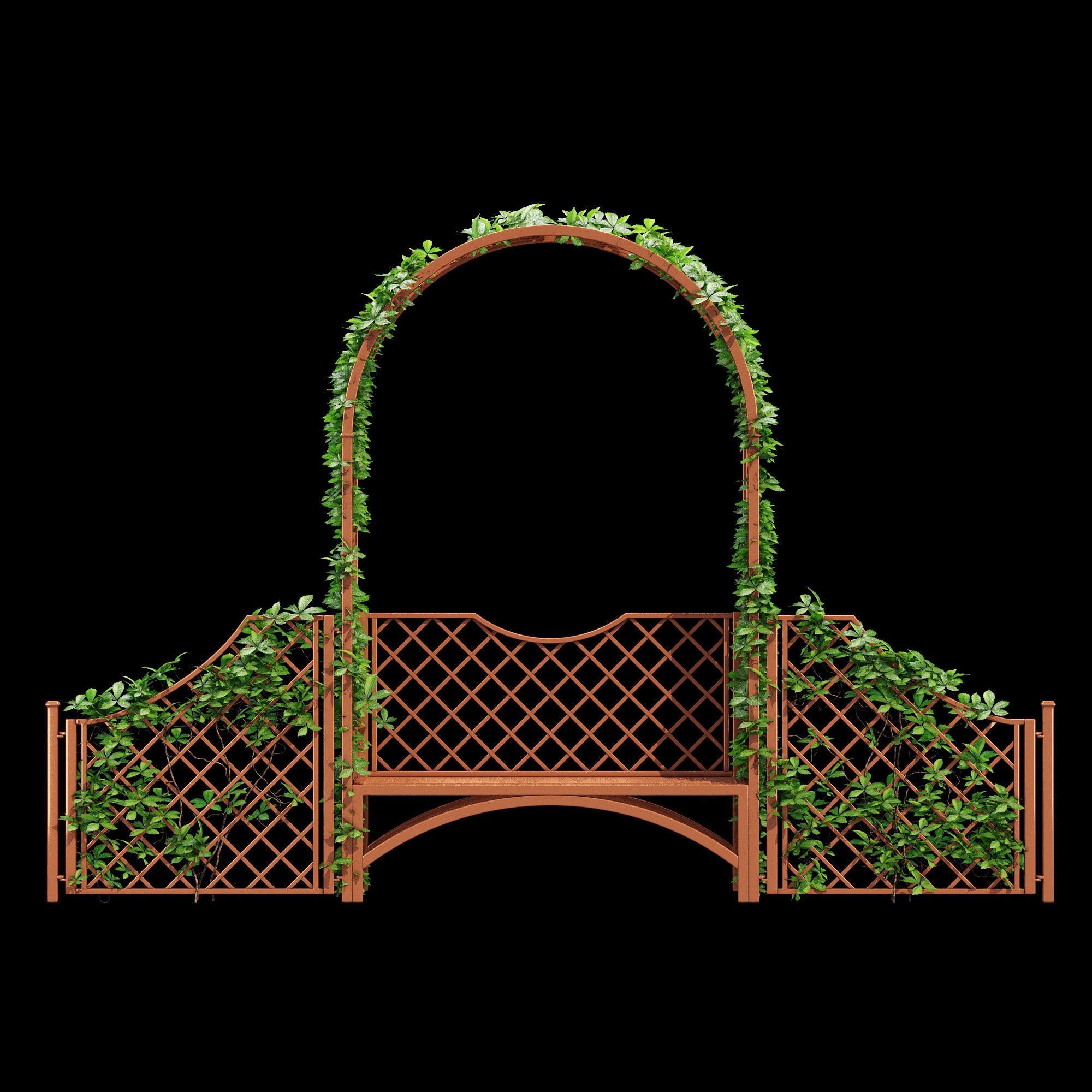 Portofino wooden bench with ivy 3D model_10