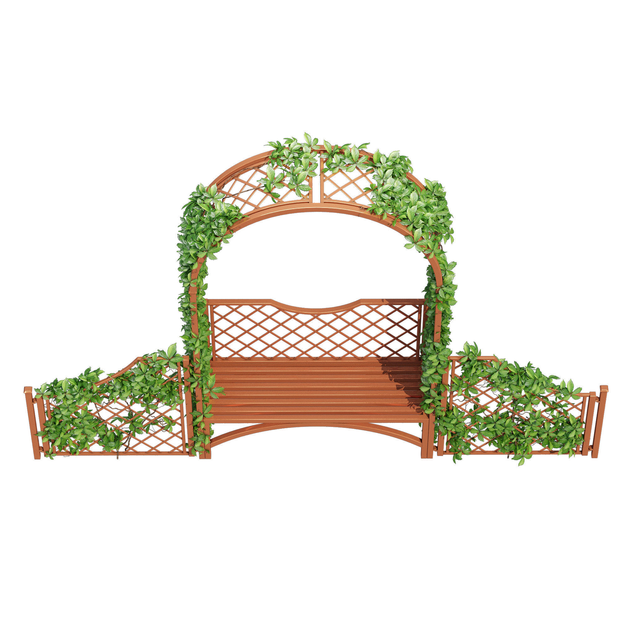 Portofino wooden bench with ivy 3D model_3