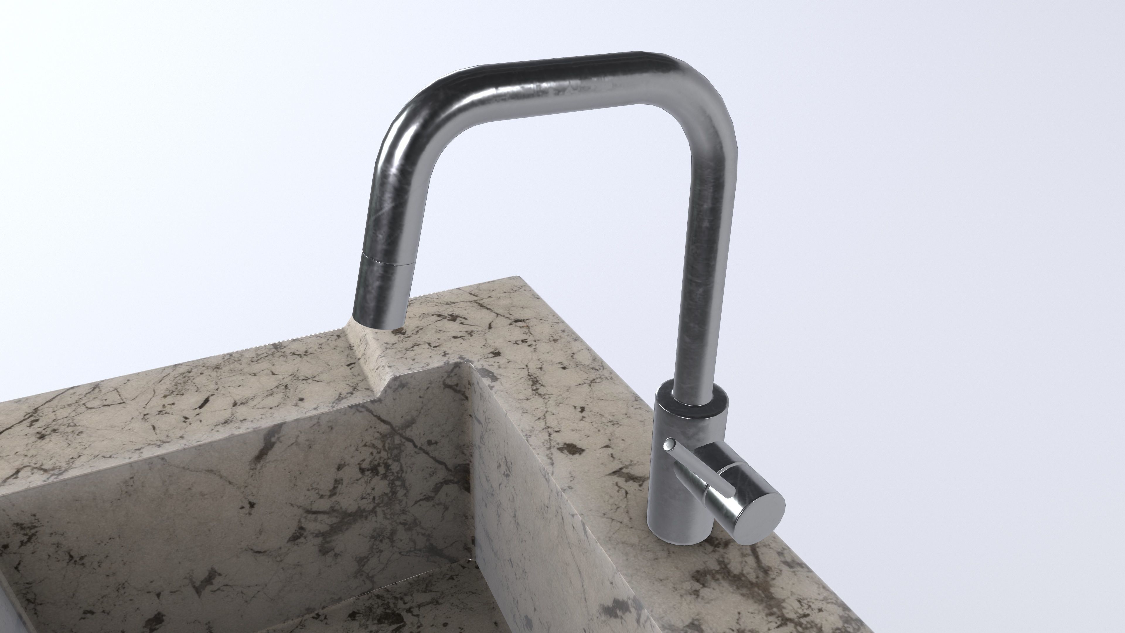 Washbasin with Cabinet 3d Model VR AR Low-poly 3D model_8