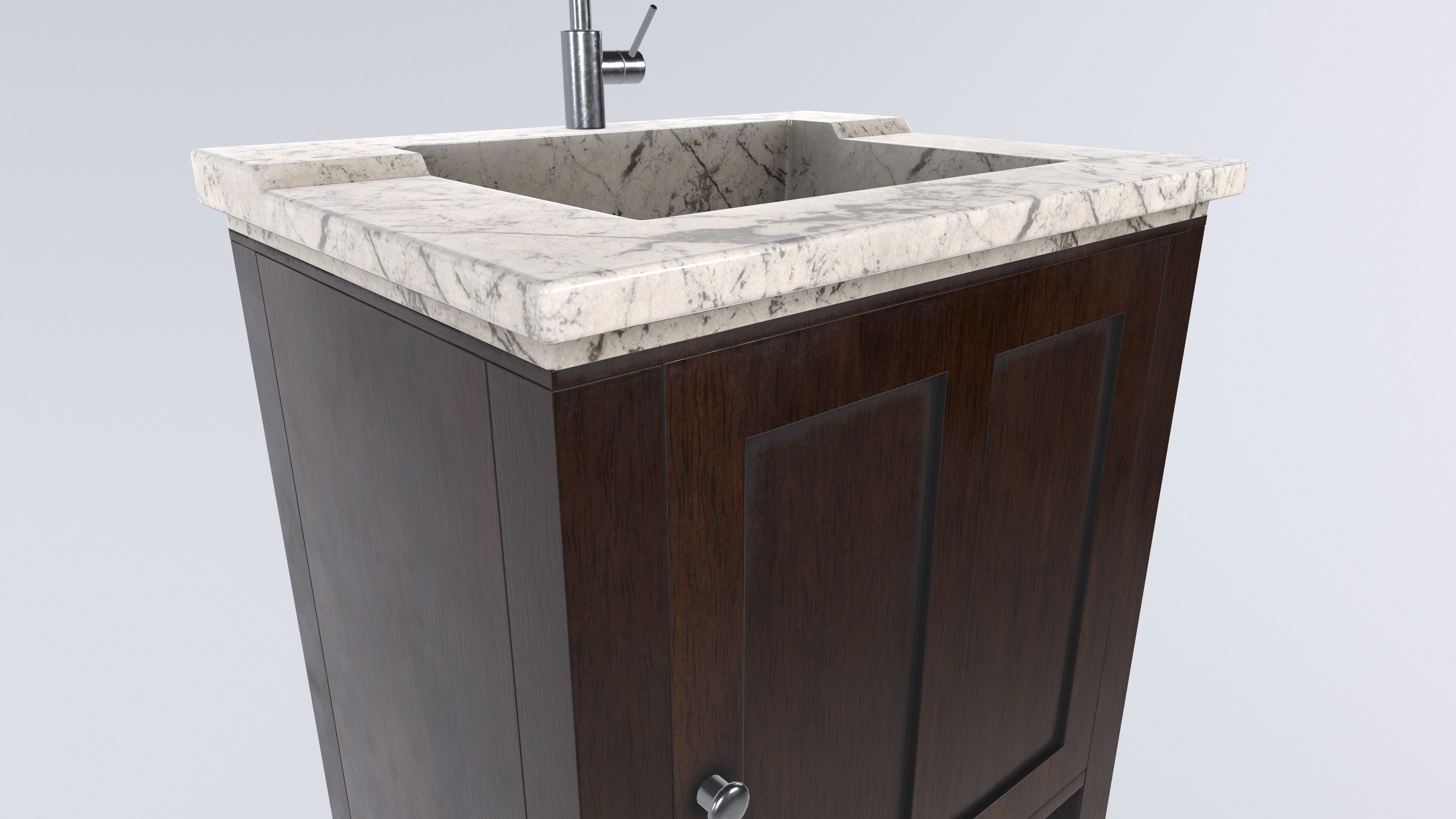 Washbasin with Cabinet 3d Model VR AR Low-poly 3D model_7