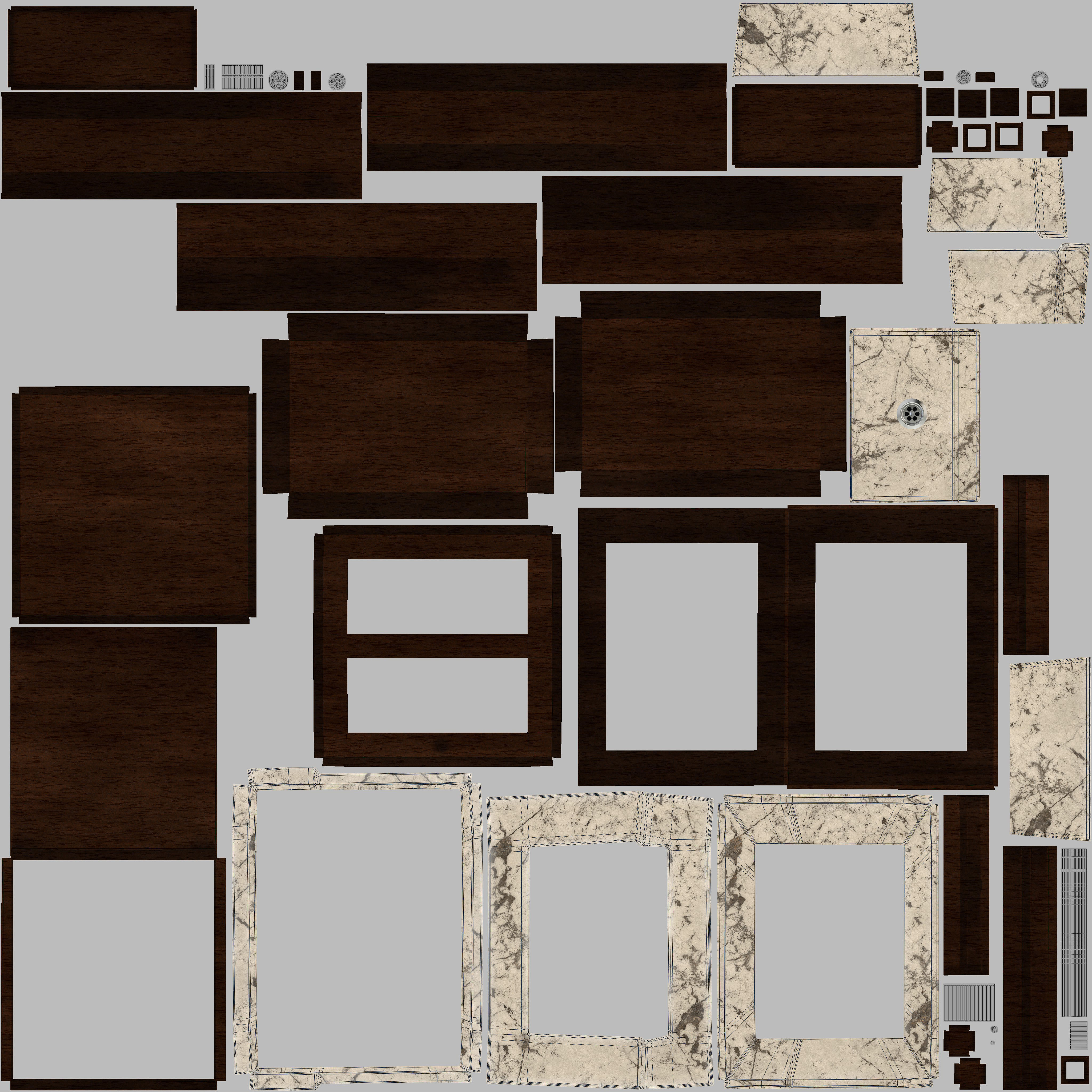 Washbasin with Cabinet 3d Model VR AR Low-poly 3D model_13