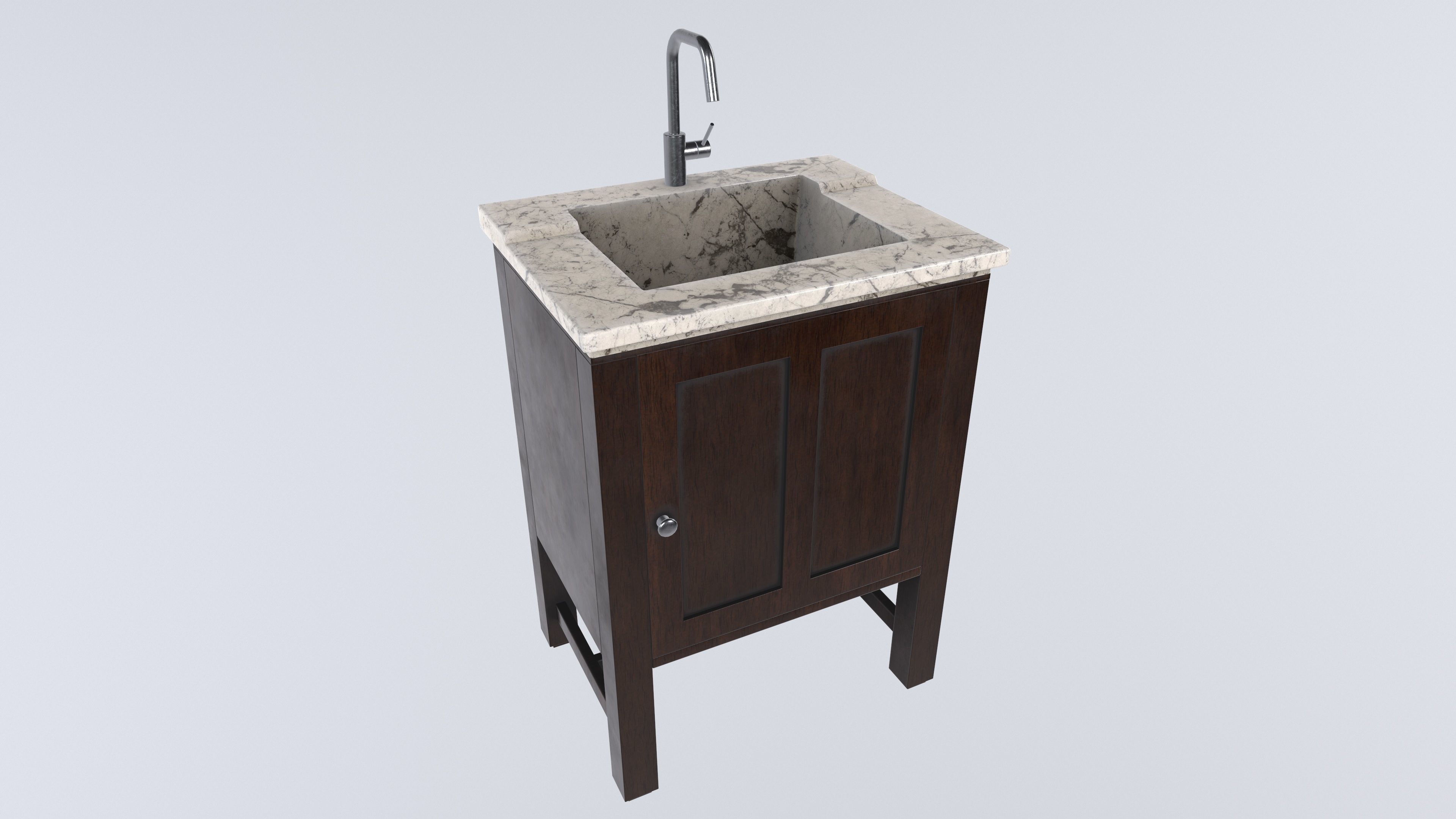 Washbasin with Cabinet 3d Model VR AR Low-poly 3D model_9