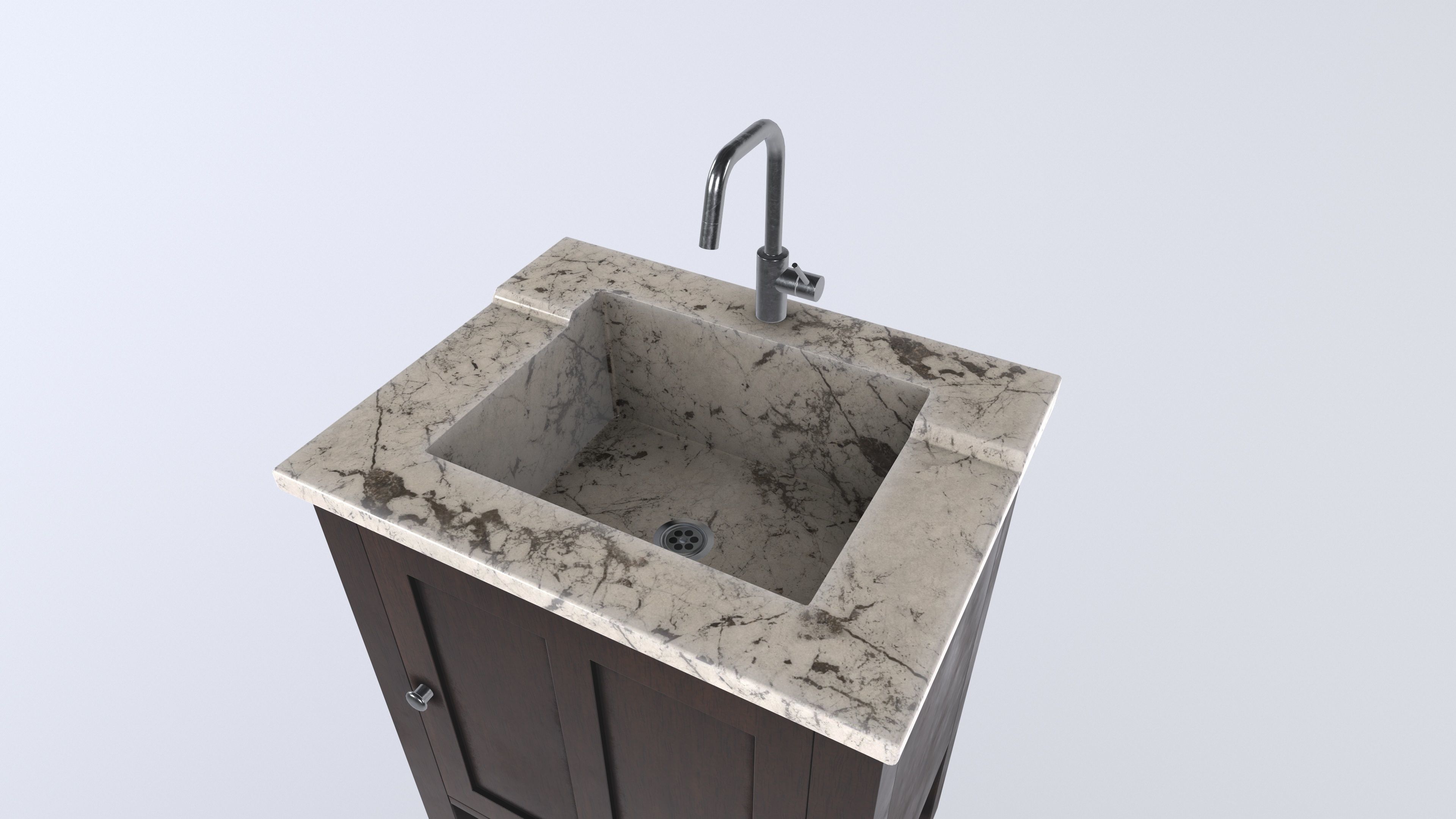 Washbasin with Cabinet 3d Model VR AR Low-poly 3D model_2