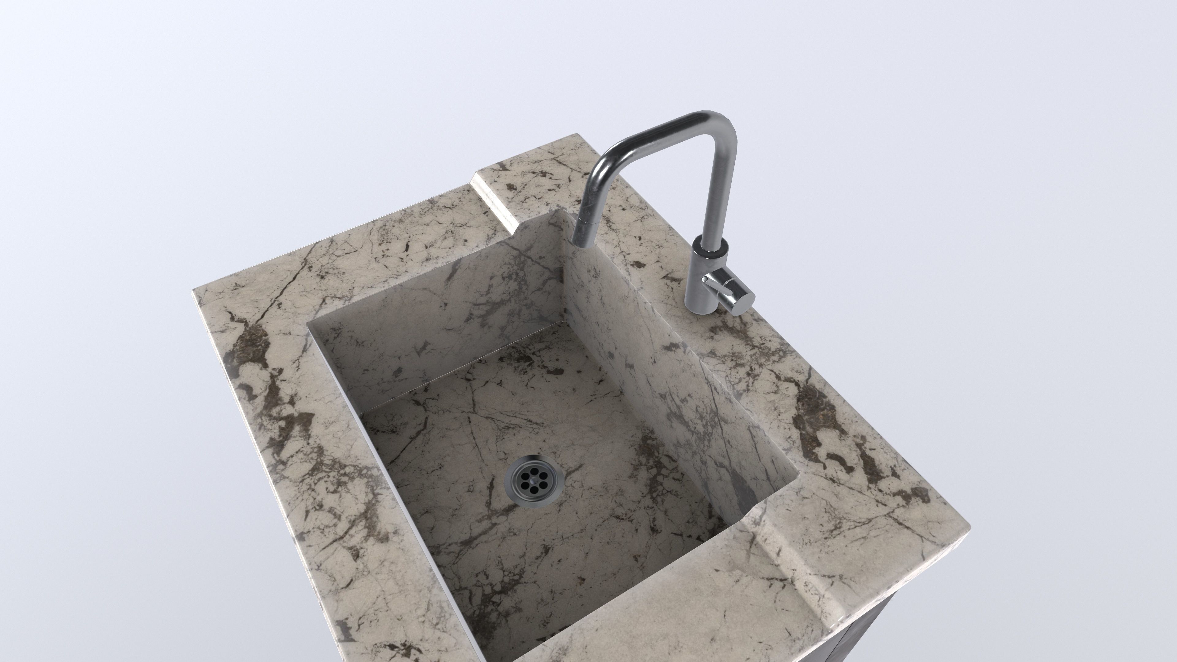 Washbasin with Cabinet 3d Model VR AR Low-poly 3D model_4