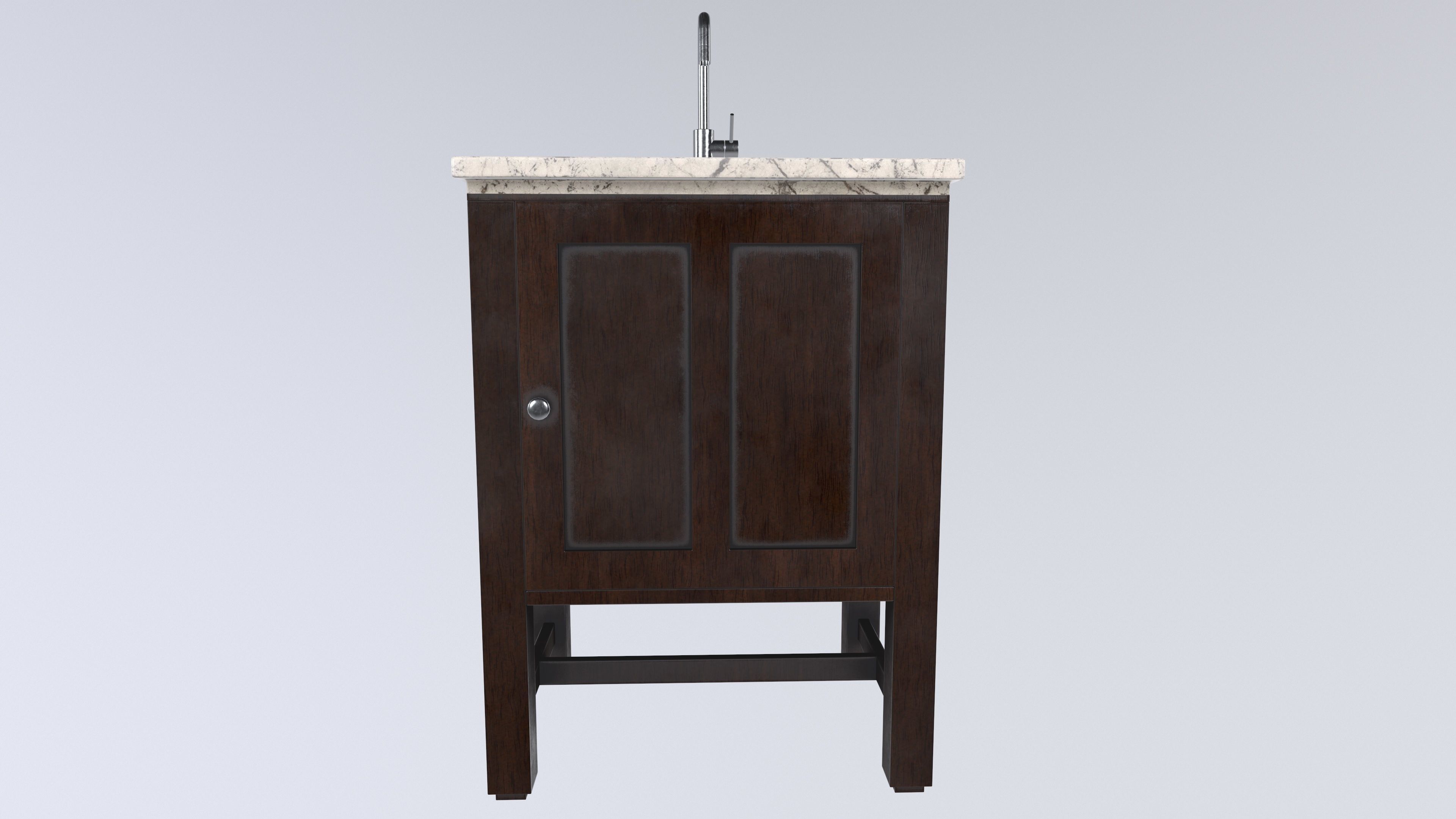Washbasin with Cabinet 3d Model VR AR Low-poly 3D model_10
