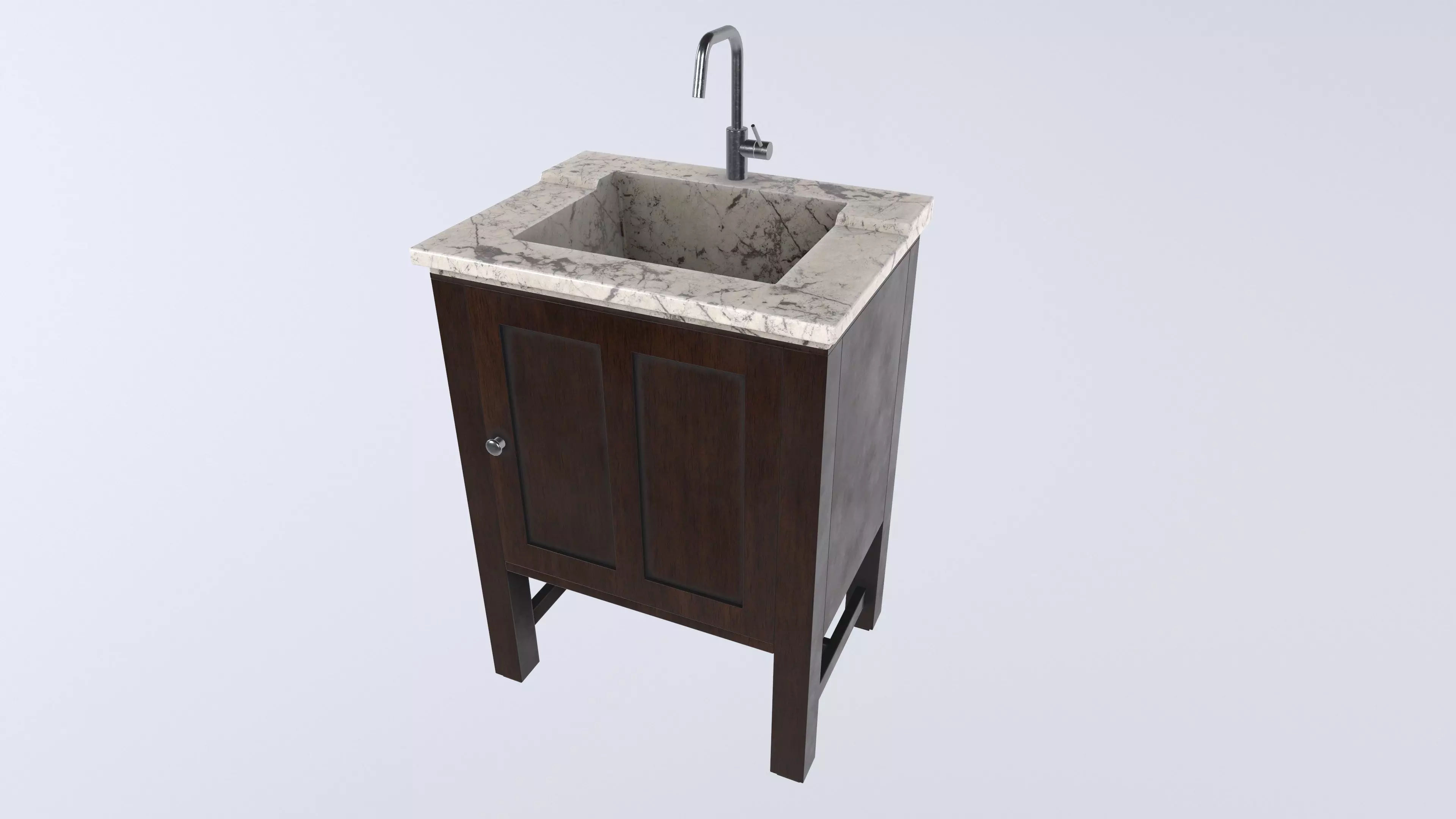 Washbasin with Cabinet 3d Model VR AR Low-poly 3D model_0