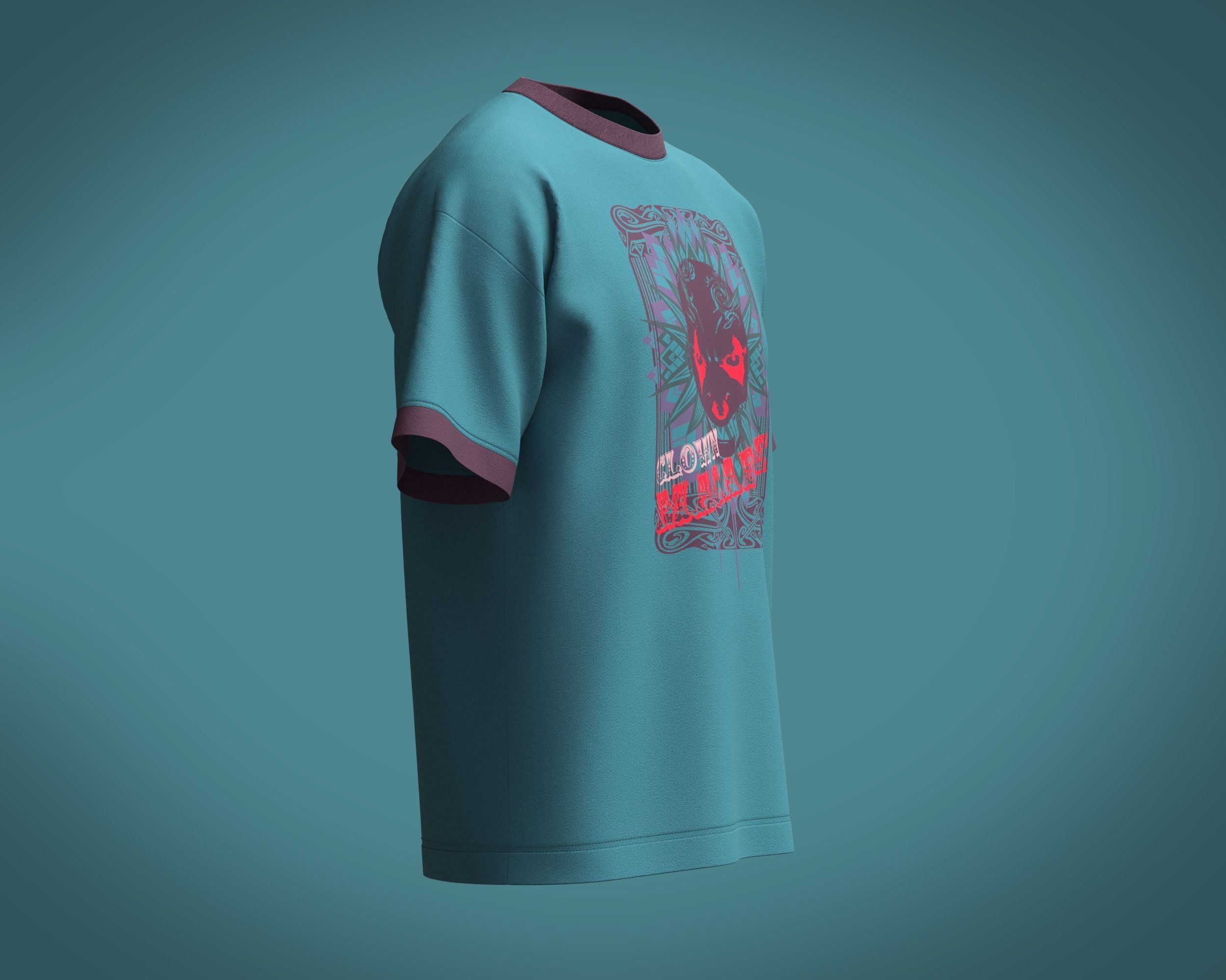 T Shirt-Clown shirt with design 3D model_2