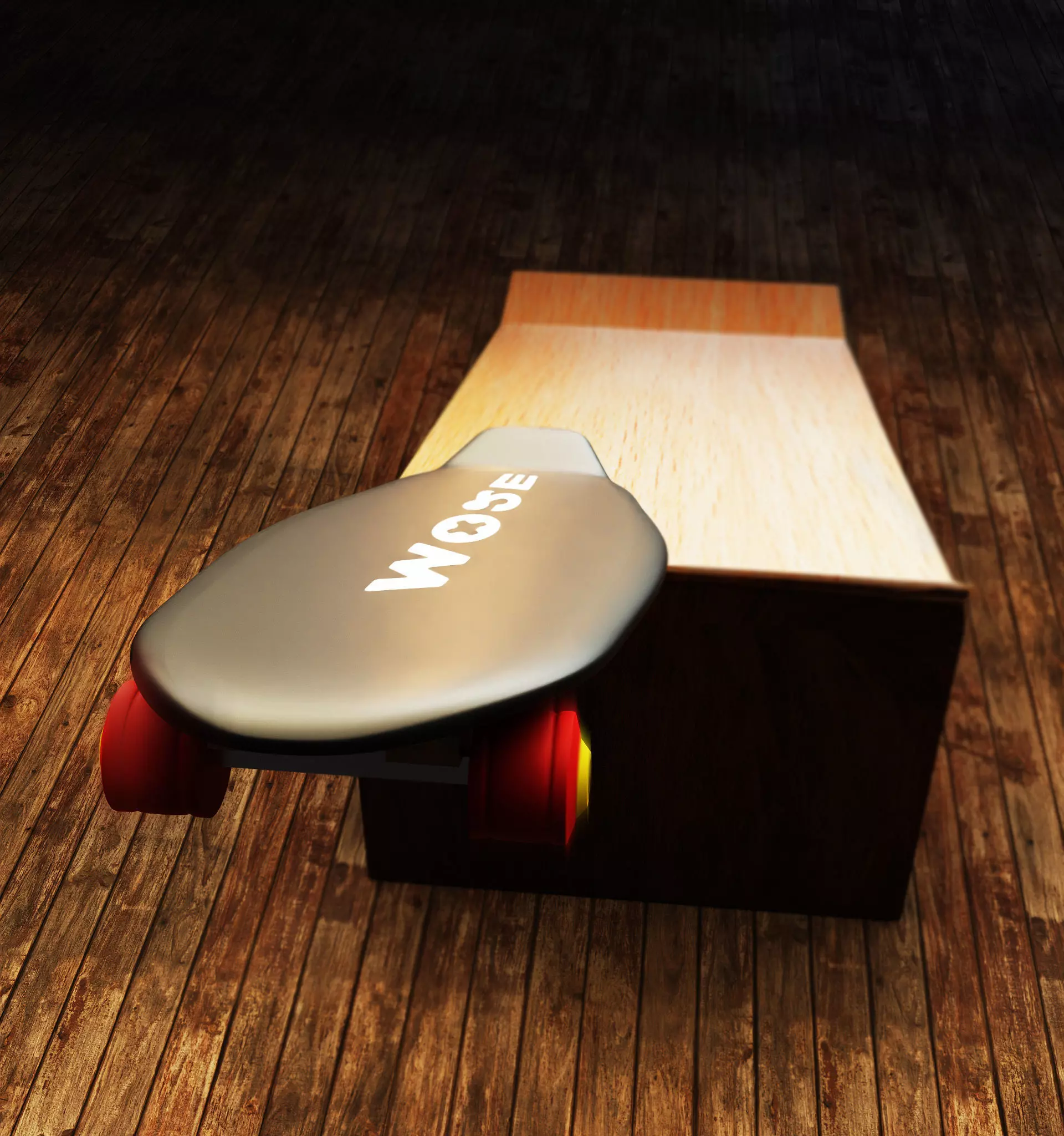 Skateboard on wooden board Free low-poly 3D model