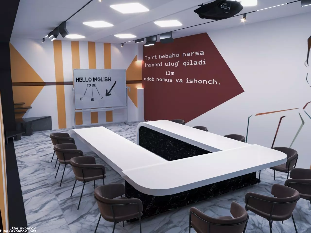 education school Low-poly 3D model_0