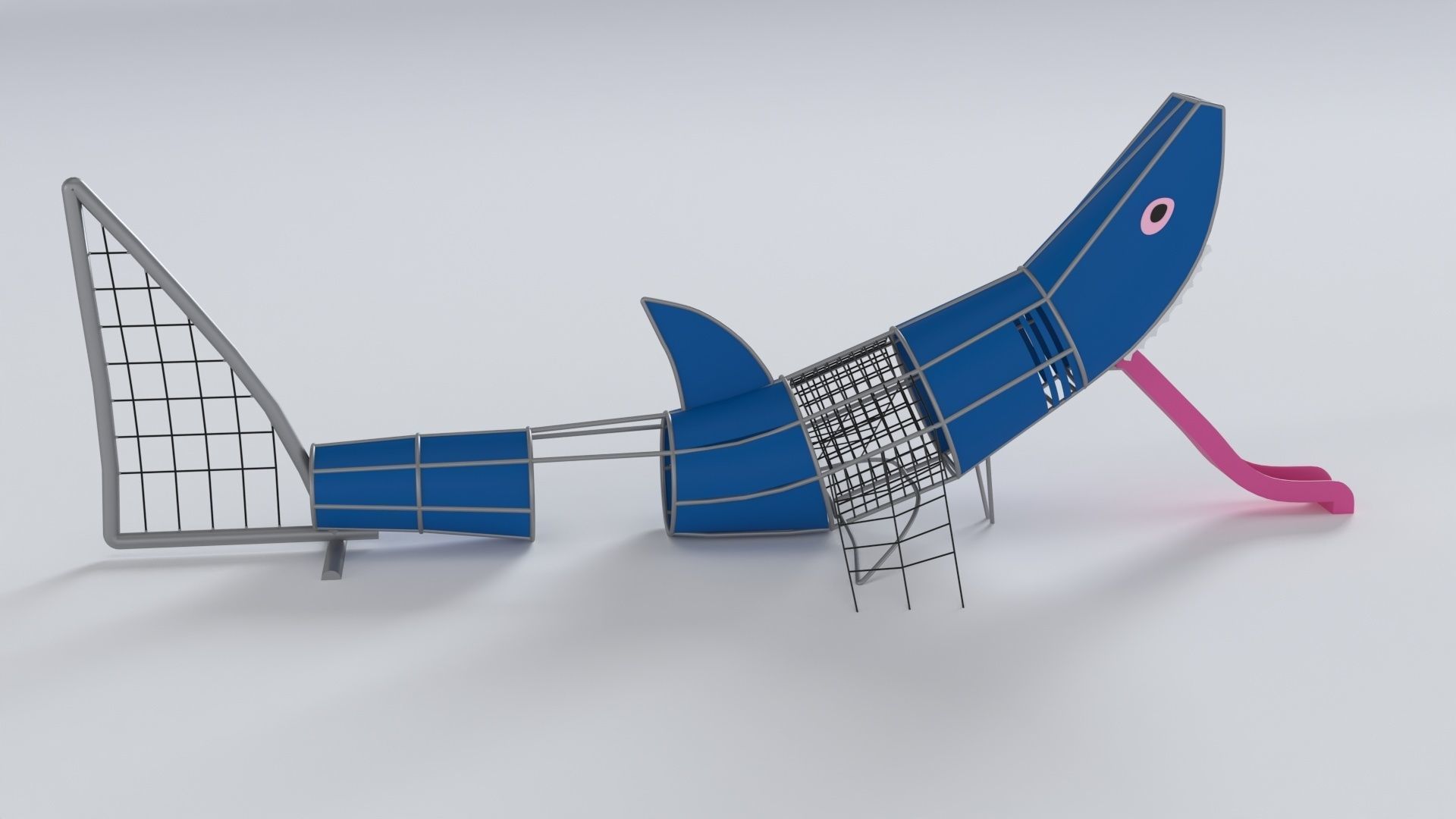 Childrens playground shark 3d model Low-poly 3D model_2