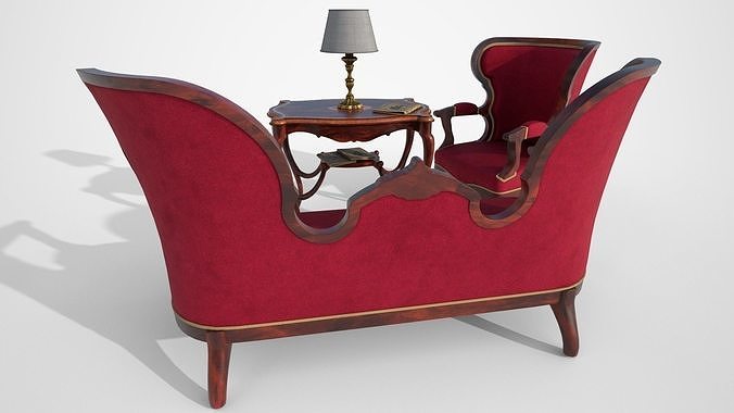 Living room furniture set Low-poly 3D model 5
