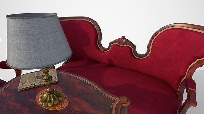 Living room furniture set Low-poly 3D model 7