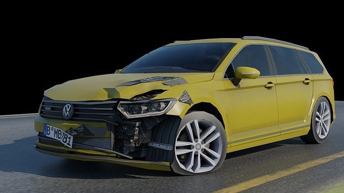 ACCIDENT WV PASSAT  Low-poly 3D model