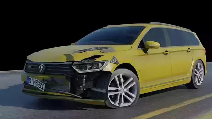 ACCIDENT WV PASSAT  Low-poly 3D model