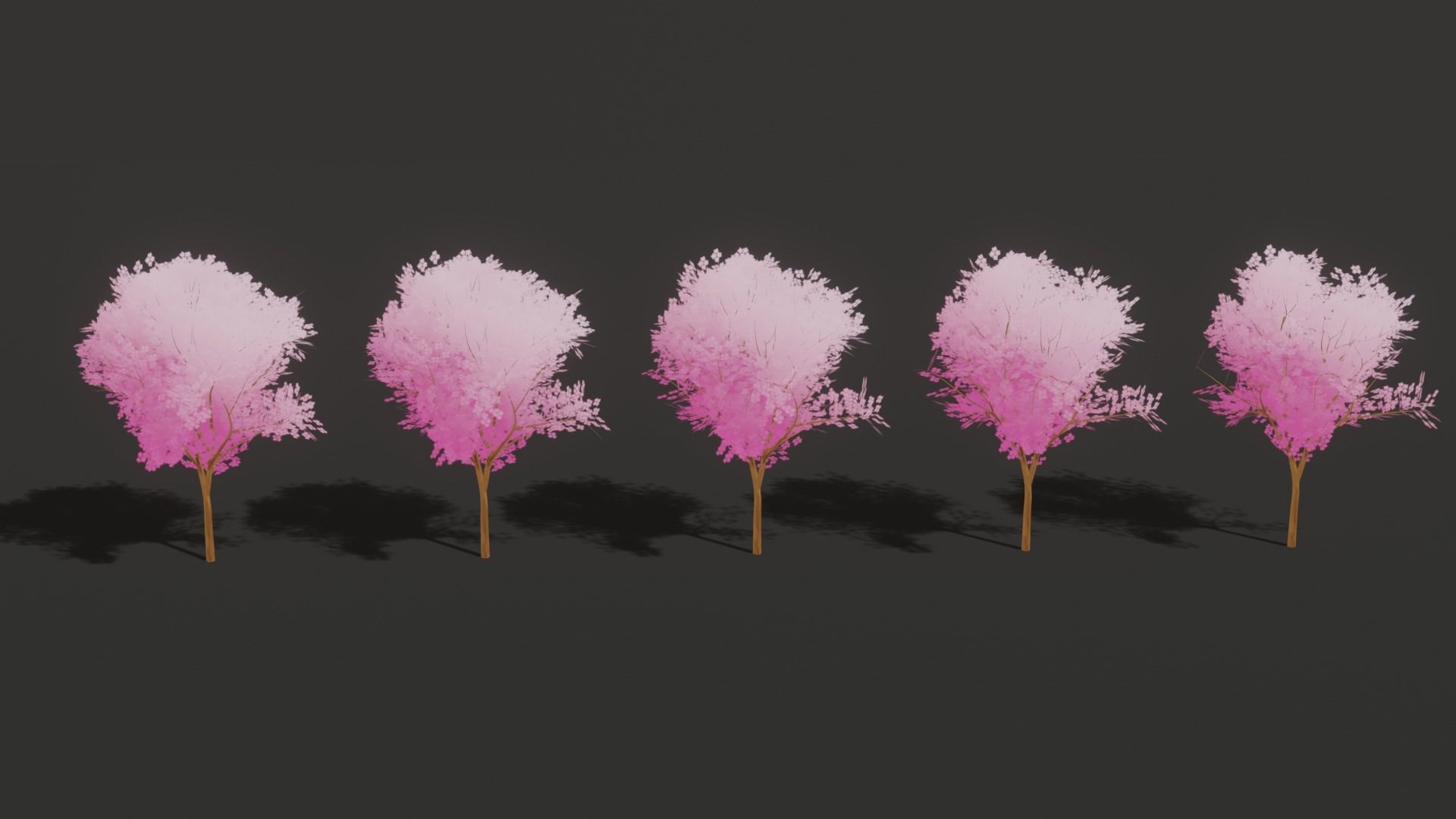 Stylized Cherry tree Low-poly 3D model_5
