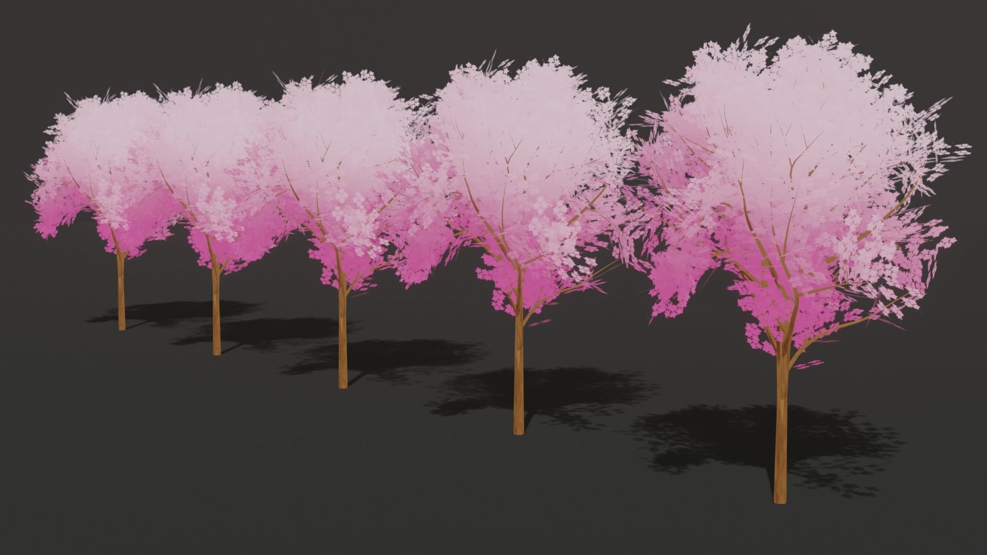 Stylized Cherry tree Low-poly 3D model_7