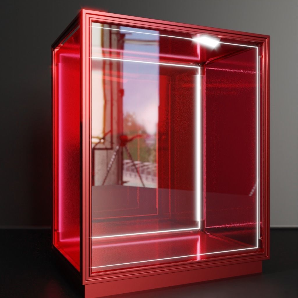 Glass Display Low-poly 3D model_1