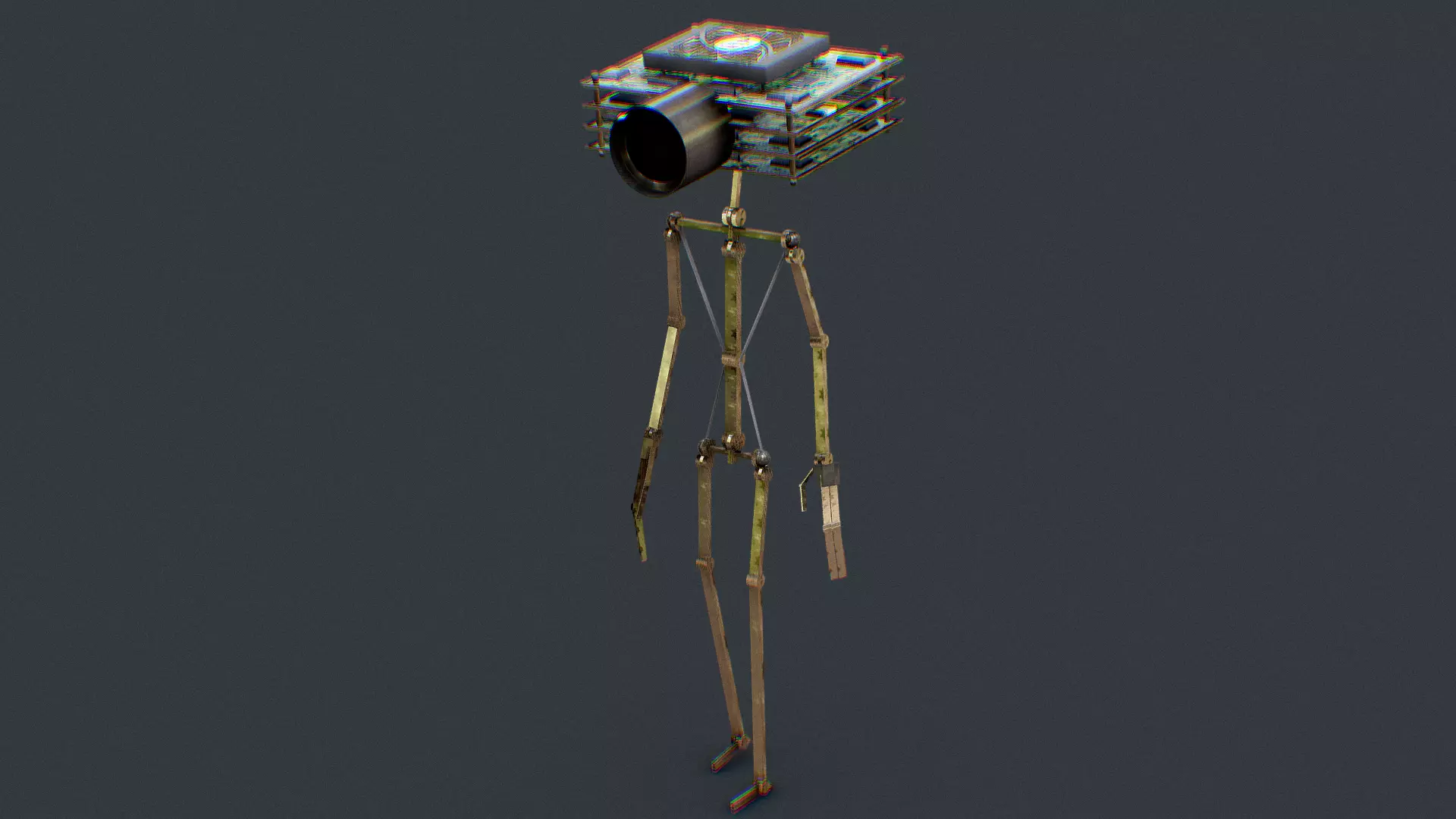 Homemade Robot Man Low-poly 3D model_0