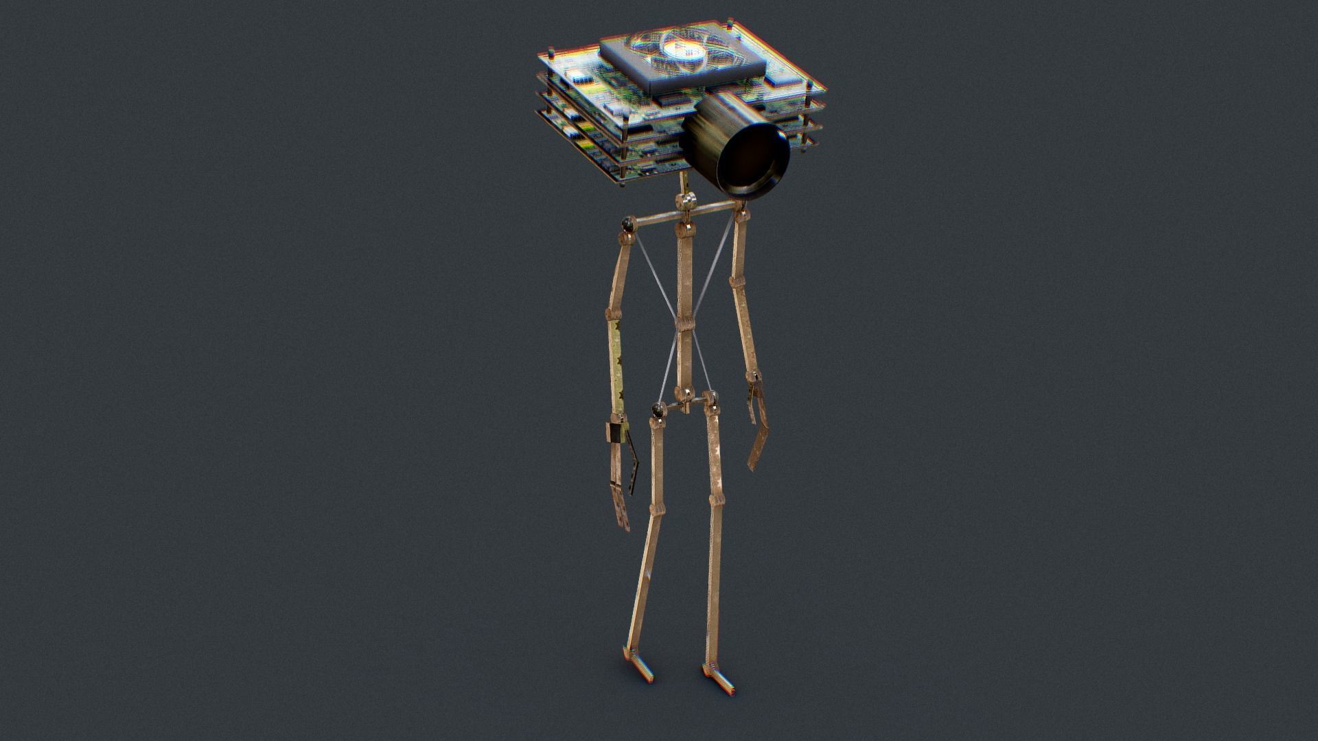 Homemade Robot Man Low-poly 3D model_2