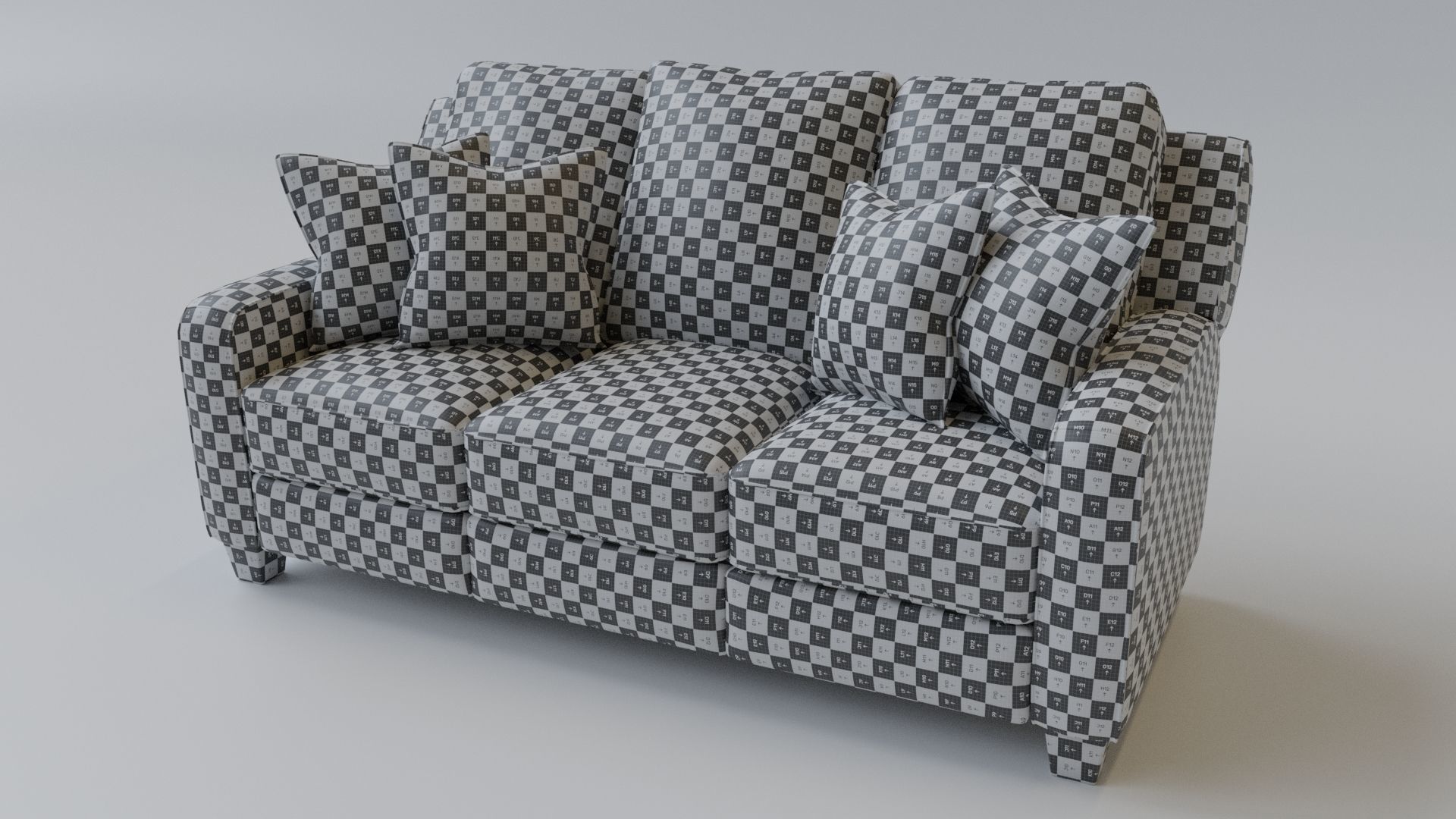 Sofa 3 Seater - v2 Low-poly 3D model_3