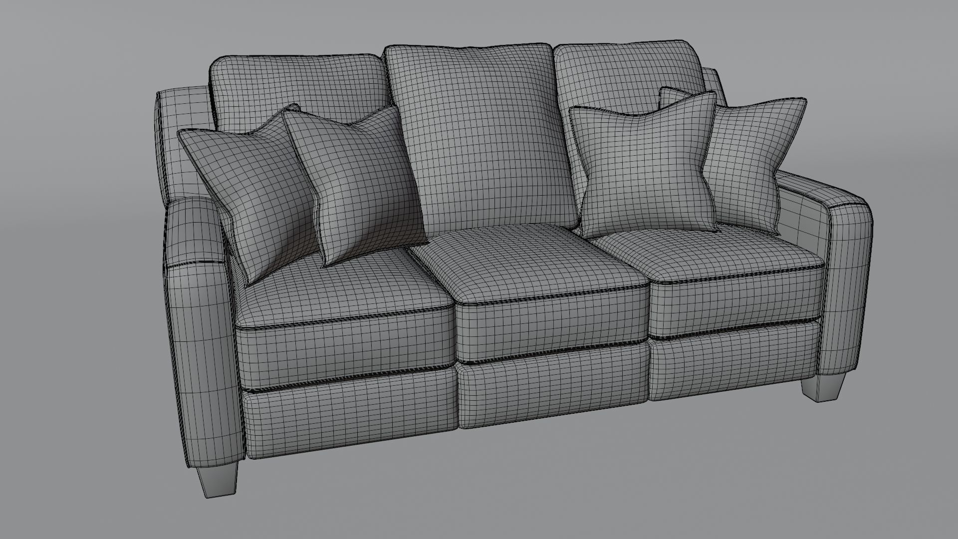 Sofa 3 Seater - v2 Low-poly 3D model_4