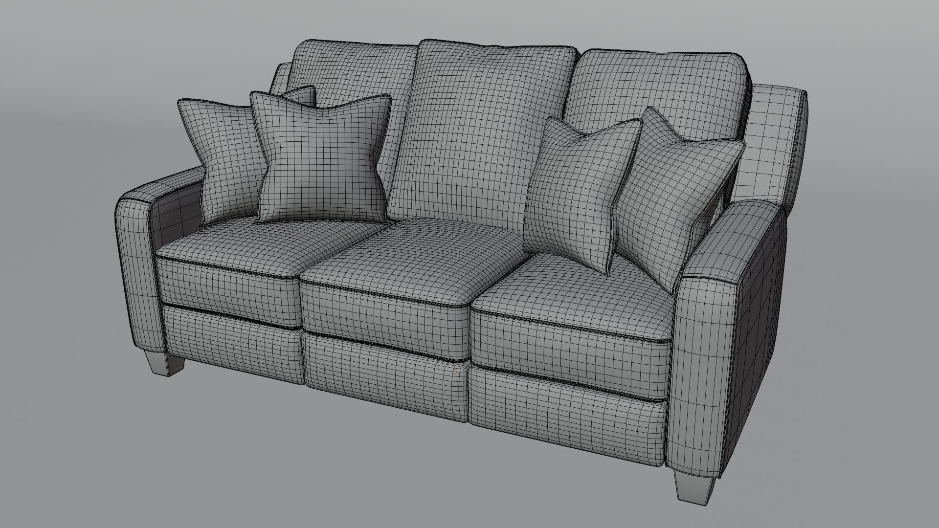 Sofa 3 Seater - v2 Low-poly 3D model_5