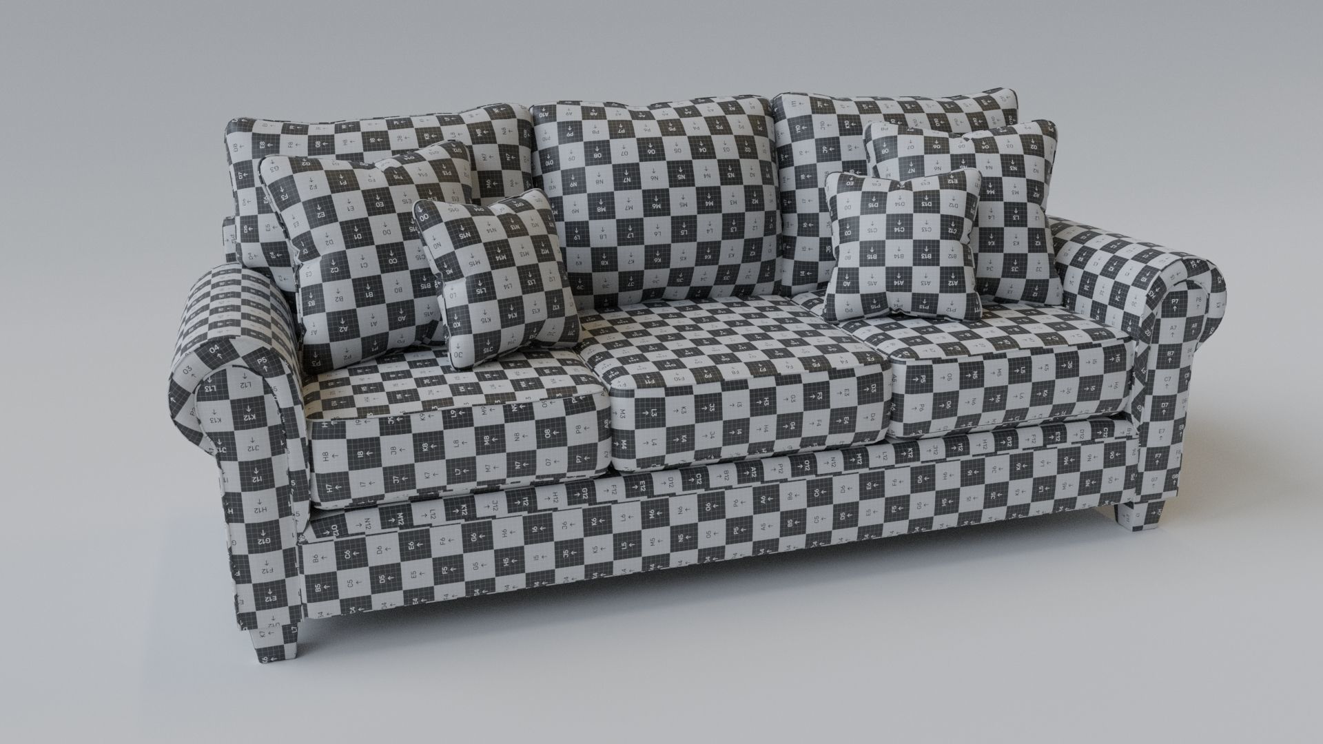 Sofa 3 Seater - v3 Low-poly 3D model_2