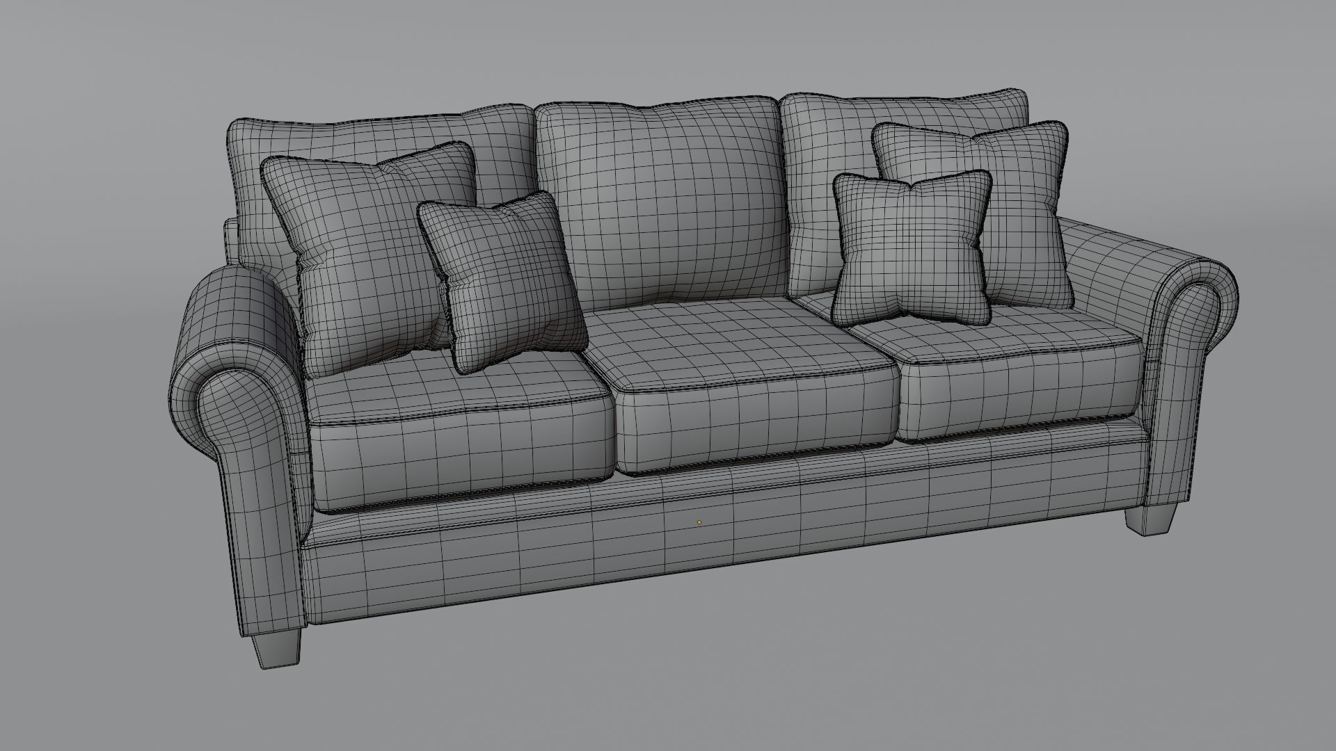 Sofa 3 Seater - v3 Low-poly 3D model_4