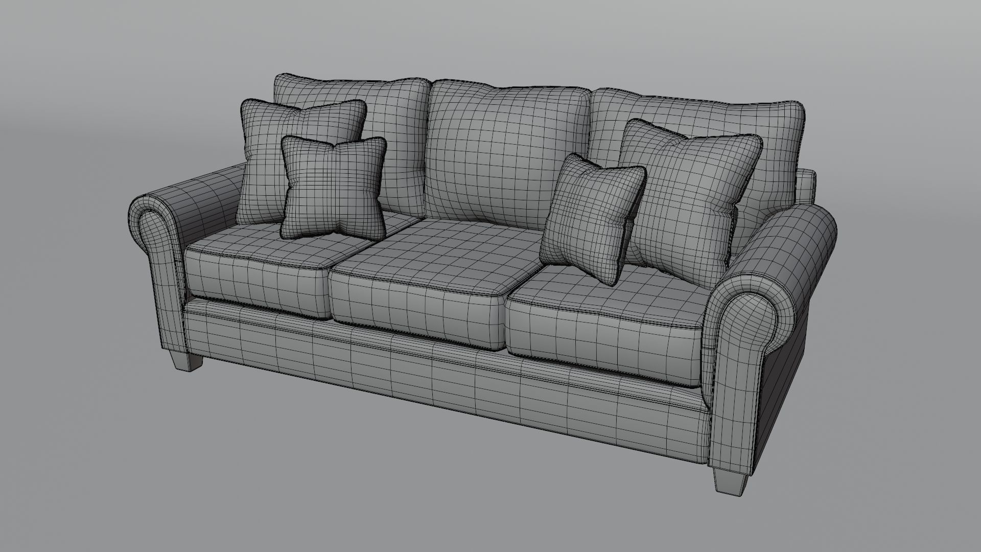 Sofa 3 Seater - v3 Low-poly 3D model_5