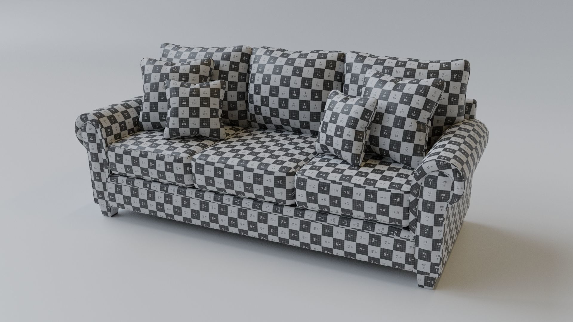 Sofa 3 Seater - v3 Low-poly 3D model_3