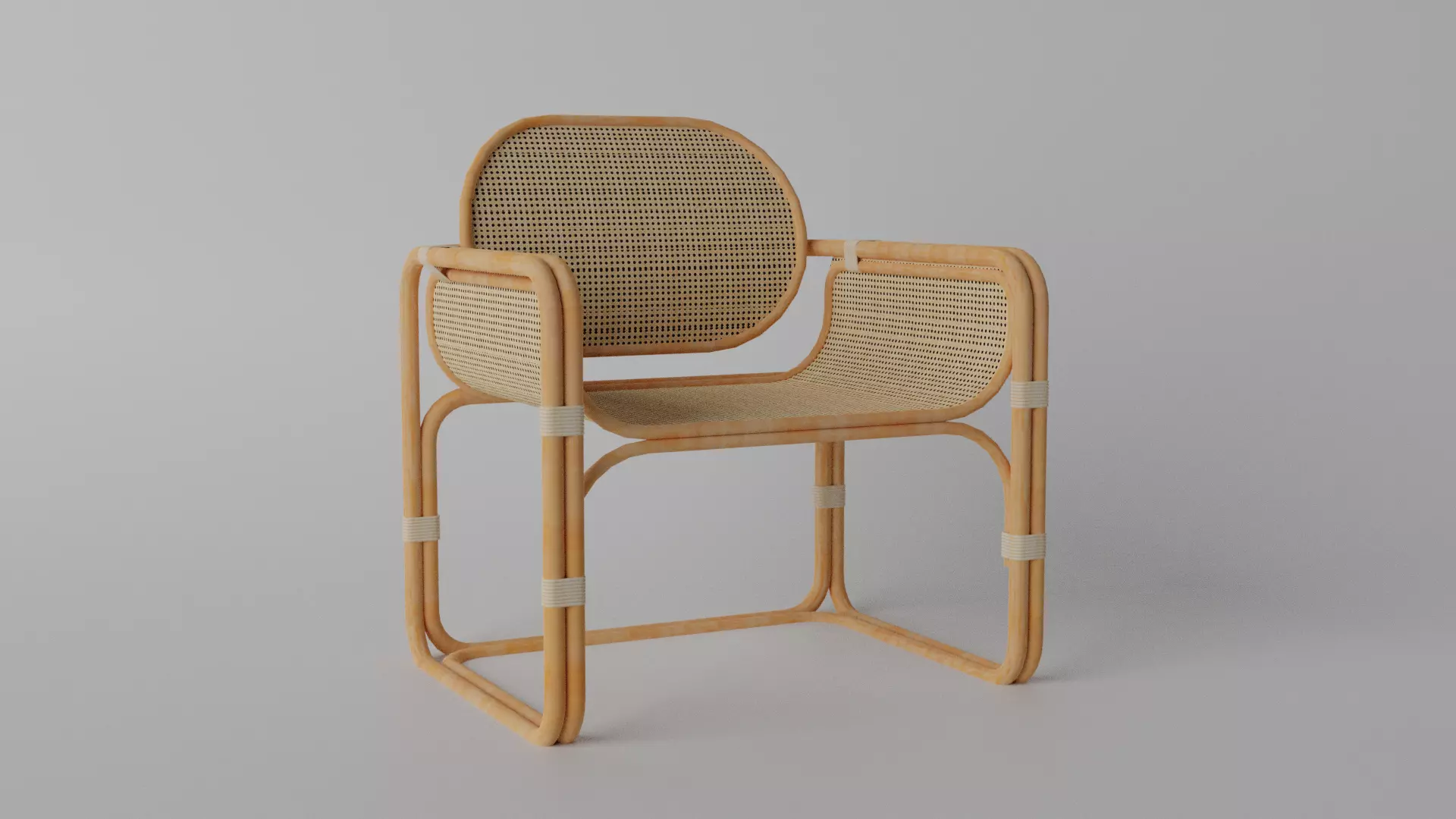 Bamboo Rattan Chair Low-poly 3D model