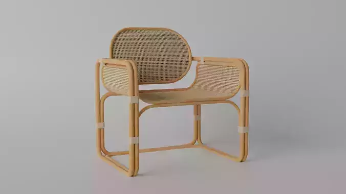Bamboo Rattan Chair  Low-poly 3D model