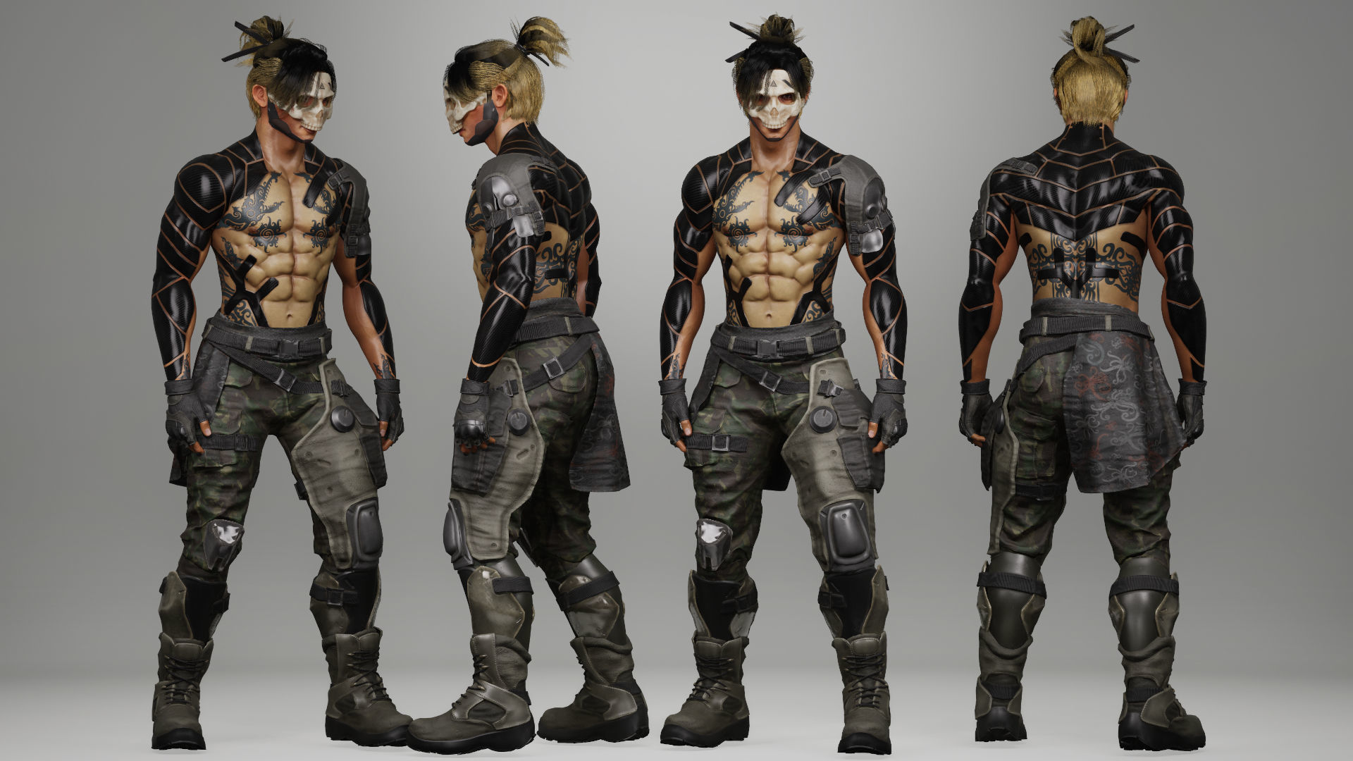 Futuristic Tribal Warrior Low-poly 3D model_5