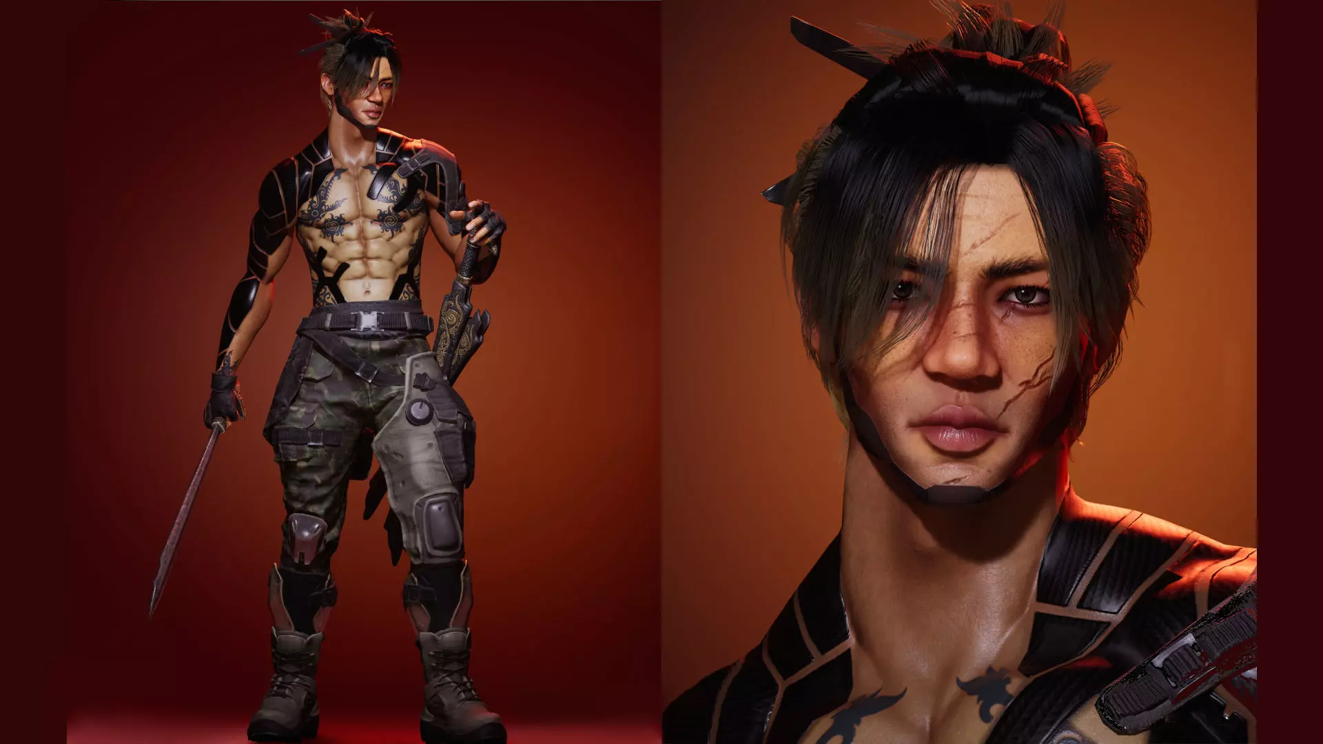 Futuristic Tribal Warrior Low-poly 3D model_0